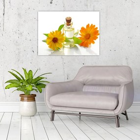 Tablou pe sticlă cu ulei de flori (70x50 cm)