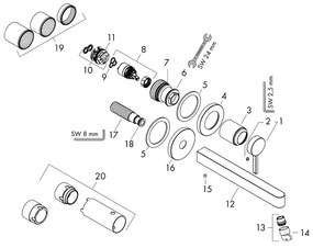 Baterie lavoar cu montaj pe perete, Hansgrohe, Finoris, cu pipa 22,8 cm, crom