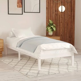 809978 vidaXL Cadru de pat UK Small Single, alb, 75x190 cm lemn masiv de pin