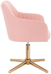 HC190CROSS Scaun Roz din Piele Ecologica cu Bază Aurie