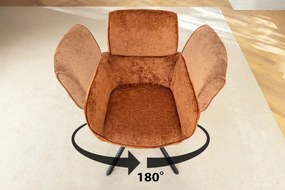 Set de 2 scaune pivotante, Metal Negru, Chenille Maro, UNIQUE A-46319 VC