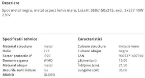 Plafoniera metal stil industrial WIHO 2 negru/maro