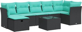 vidaXL Set mobilier de grădină cu perne, 8 piese, negru, poliratan