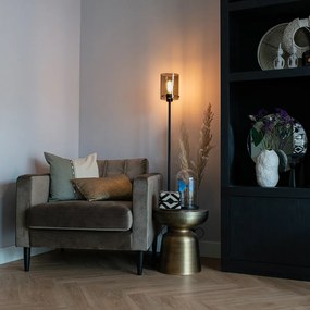 Lampa de podea de design neagră cu sticlă fumurie - Dome