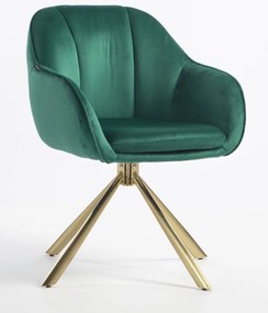 HR2055 BAZĂ STEA Scaun Verde din Catifea cu Bază Aurie