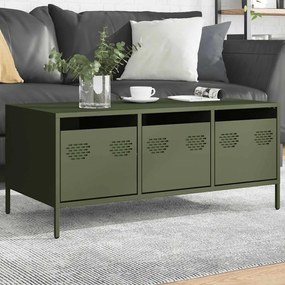 vidaXL Măsuță cafea verde măsliniu oțel laminat la rece