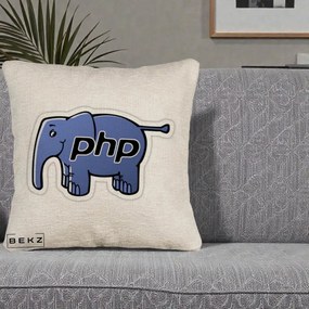 Perna Personalizata PHP Elephant, 40x40 cm, Bej Canapea, Husa Detasabila, Perna Inclusa, BEKZ®
