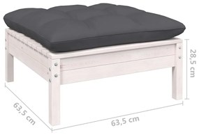 Set mobilier de gradina cu perne, 10 piese, alb, lemn de pin Alb, 10