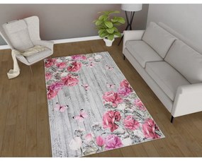 Covor tip traversă roz/gri lavabil 80x200 cm Blooming Roses – Vitaus