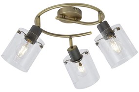 Spot de tavan de design bronz cu sticlă transparentă rotundă cu 3 lumini - Domo