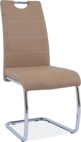Scaun H666, bej/crom, piele ecologica/metal, 42X45X98 cm