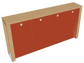 Dulap mediu pentru haine Verno+ S 260 x 46 x 130 cm, uși de sticlă, stejar deschis / portocaliu