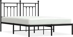 vidaXL Cadru de pat metalic cu tăblie, negru, 140x190 cm