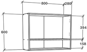 Corp Superior Berna, 2 Usi, cu spatiu, Alb, 80 x 30 x 60 cm