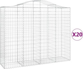 vidaXL Coșuri gabion arcuite 20 buc, 200x50x160/180cm, fier galvanizat