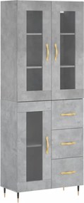 vidaXL Dulap înalt, gri beton, 69,5x34x180, lemn compozit