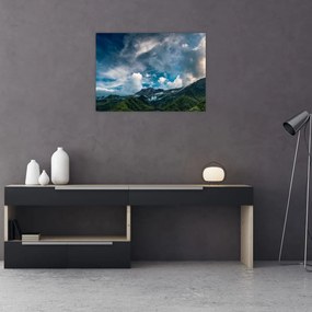Tablou pe sticlă cu munții (70x50 cm)