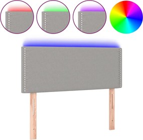 vidaXL Tăblie de pat cu LED, gri deschis, 100x5x78/88 cm, textil