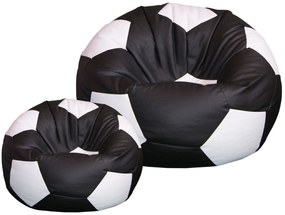 ShopJK FOTOLIU PUF XXXL MINGE DE FOTBAL + SUPORT PICIOARE 100x100x60CM NEGRU-ALB