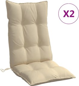 vidaXL Perne de scaun cu spătar înalt, 2 buc, bej, țesătură Oxford