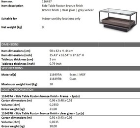 Masuta laterala design LUX Roxton, 90x42cm