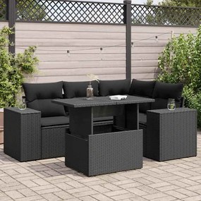 3326786 vidaXL Set mobilier de grădină cu perne, 5 piese, negru, poliratan