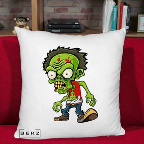 Perna Decorativa Zombie Halloween, 40x40 cm, Alb Pufos, Husa Detasabila, Perna Inclusa, BEKZ®