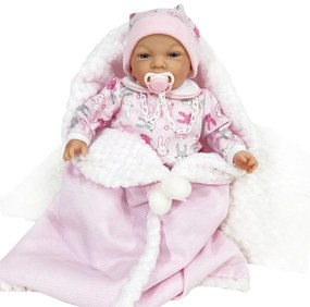 Papusa Artizanala cu miros de vanilie care vorbeste - Nana roz nou-nascut (45 cm)