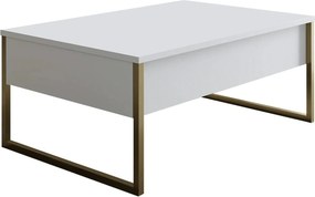 Masuta cafea Luxe, alb/auriu, PAL/metal, 90x60x40 cm