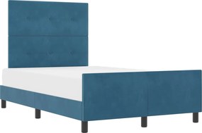 vidaXL Pat cu arcuri cu headboard Albastru închis 120 x 190 cm Catifea
