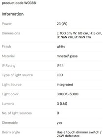 Oglinda baie cu iluminat LED MIRROR 100x60cm