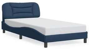 3207757 vidaXL Cadru de pat cu tăblie, albastru, 100x200 cm, textil