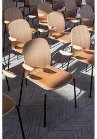 Scaune de dining maro/maro coniac cu cotiere/stivuibile 2 buc. cu aspect de lemn de nuc Book – Gazzda