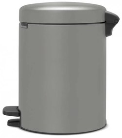 Cos de gunoi cu pedala Brabantia NewIcon 1001097, 5 L, Inchidere lina, Baza antiderapantă, Finisaj mineral, Gri