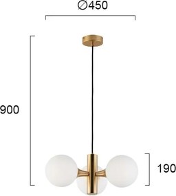 Lustră cu cablu GLOBE 3xE14/7W/230V, aurie
