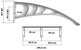 Marchiză copertină pentru ușă de intrare maro, 100 x 200 cm