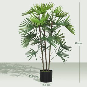 HOMCOM Plantă artificială de 90 cm din plastic verde cu ghiveci de Ø16.5x13.5 cm | Aosom Romania