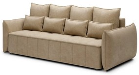 Canapea maro deschis extensibilă/cu spațiu de depozitare cu tapițerie din catifea 242 cm Weltton – ELTAP