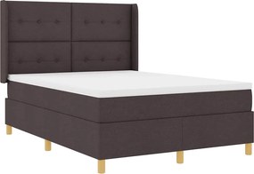 vidaXL Pat cu arcuri cu saltea cu headboard Maro 140 x 190 cm țesătură