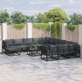 vidaXL Set de canapele pentru grădină 12 pcs Negru 71.5 x 71.5 x 71 cm