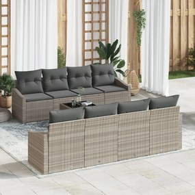 vidaXL Set de canapele pentru grădină cu pernă 9 pcs Gri deschis