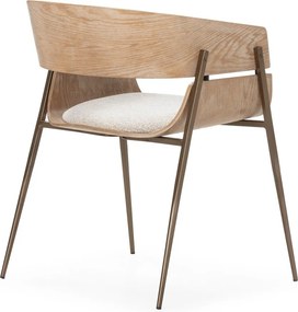 Set de scaune de sufragerie în culoare naturală cu cotiere 2 buc. tapițat Naia – MOME