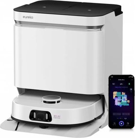 Aspirator robot Eureka J15 Ultra, 19 000 Pa, 3 l, Autonomie de 150 min, Lidar + camerа RGB, FlexiRazor, Comanda vocala, Alb