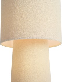 Lampă de podea Japandi bej din material teddy cu 2 lumini - Trompet