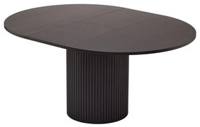 Masă de dining rotundă neagră extensibilă cu aspect de lemn de stejar ø 115 cm Malaga – Bonami Selection