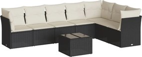 vidaXL Set mobilier de grădină cu perne, 8 piese, negru, poliratan