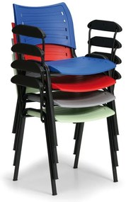 Scaun plastic SMART - picioare negre cu cotiere, verde