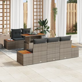 Set de Canapea Grădină vidaXL 6 Piese cu Perne Gri Ratan Poly