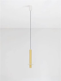 Pendul tub subtire aluminiu auriu si alabastru LED NOEMI