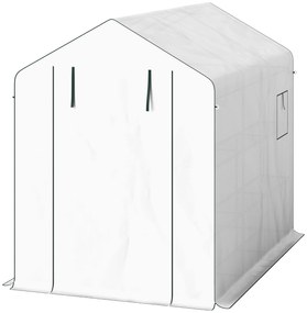 Outsunny Sera de grădină 3 m² cu rafturi 3 niveluri, PE renforcée 135 g/m² anti-UV, ușă rulabilă și ferestre din plasă | Aosom Romania